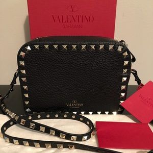 Brand New Black VALENTINO Rockstud Leather Crossbody